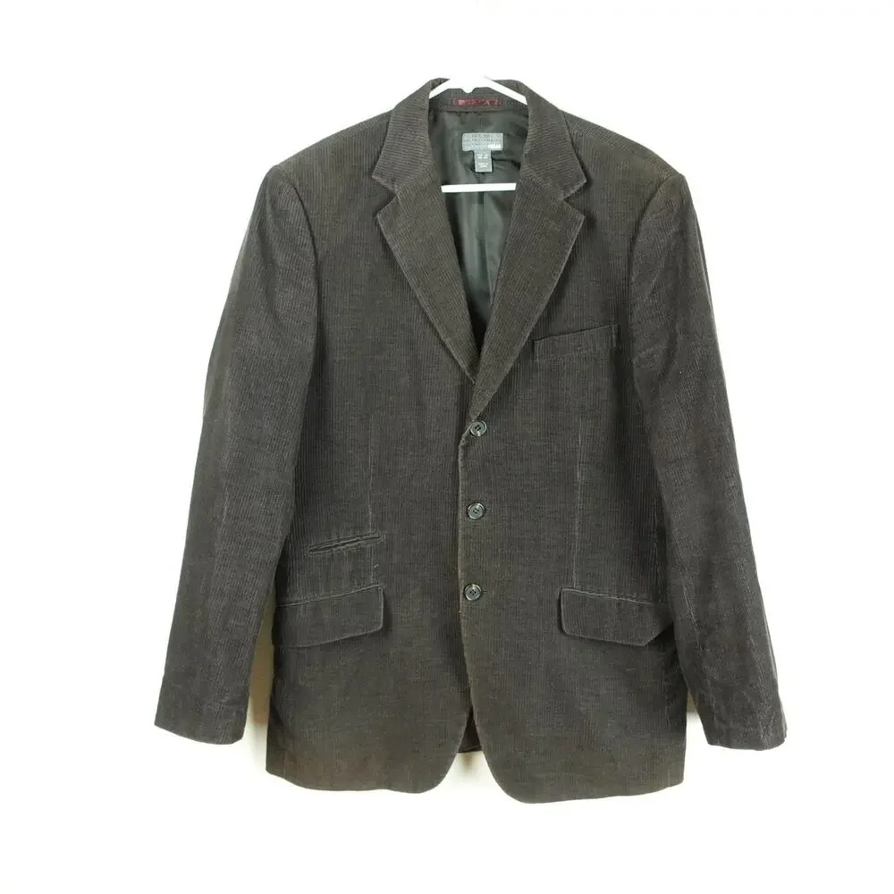H&M Corduroy Blazer‎ Sports Jacket Mens SZ 42 3 Button Preppy Dark Academic